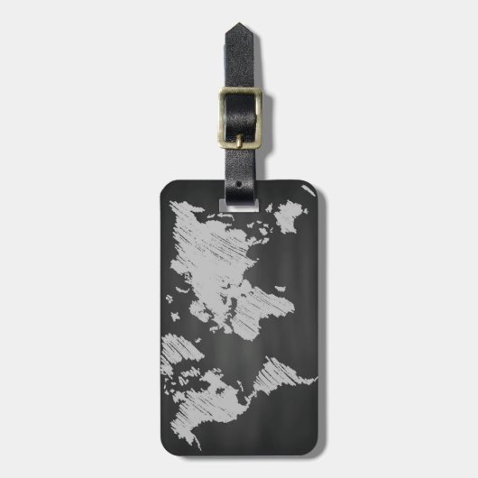 世界の黒板の地図 ラゲッジタグ (正面縦)