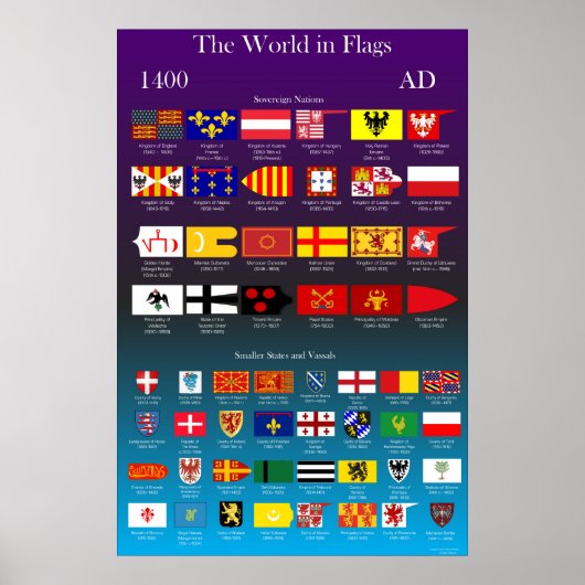 世界の1400のAD国旗 ポスター (正面)