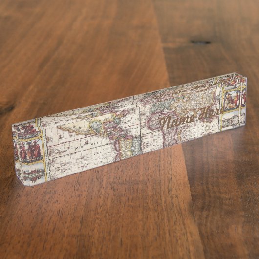 世界の1652地図、Donckerの海の地図書の世界地図 デスクネームプレート (側面)