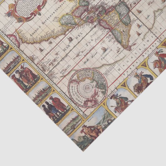 世界の1652地図、Donckerの海の地図書の世界地図 薄葉紙 (詳細)