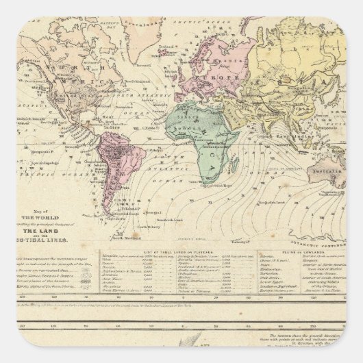 世界の2つの地図 スクエアシール (正面)