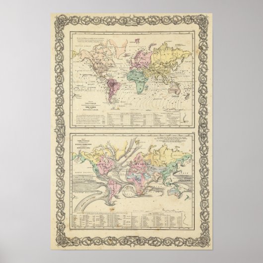 世界の2つの地図 ポスター (正面)