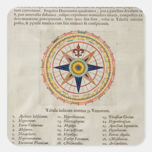世界の32風との風バラ スクエアシール (正面)
