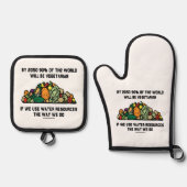 世界の90%がベジタリアン 鍋つかみ&鍋敷きセット (正面)