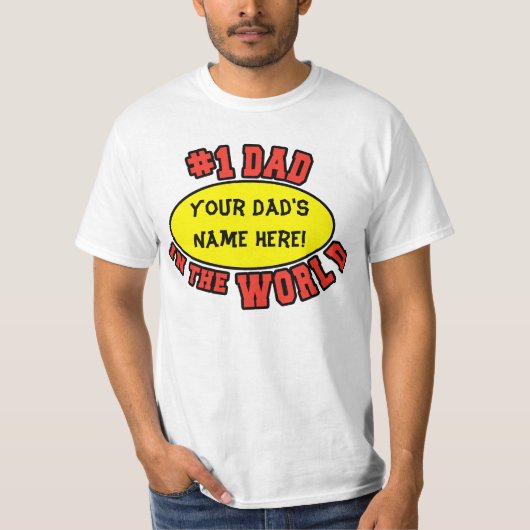 世界の#1パパは父の日をカスタマイズ Tシャツ (正面)