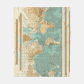 世界のbathyorographical地図 フリースブランケット (正面)