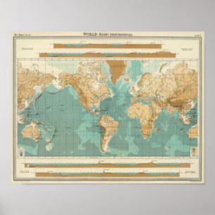 世界のbathyorographical地図 ポスター