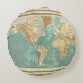 世界のbathyorographical地図 ラウンドクッション (裏面)