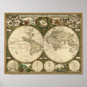 世界のFrederick de Wit 1660の地図 ポスター