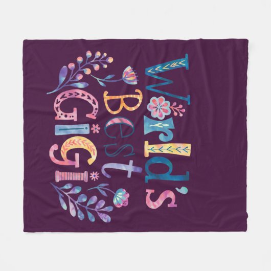 世界のGIGIおばあちゃん最高のギフト誕生日クリスマス フリースブランケット (正面(横))