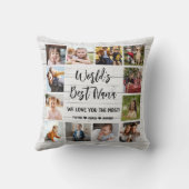 世界のNana Grandkids最高の 12写真コラージュ クッション (裏面)