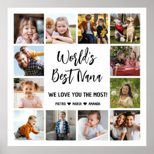 世界のNana Grandkids最高の 12写真コラージュ ポスター
