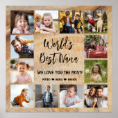 世界のNana Grandkids最高の 12写真コラージュ ポスター (正面)