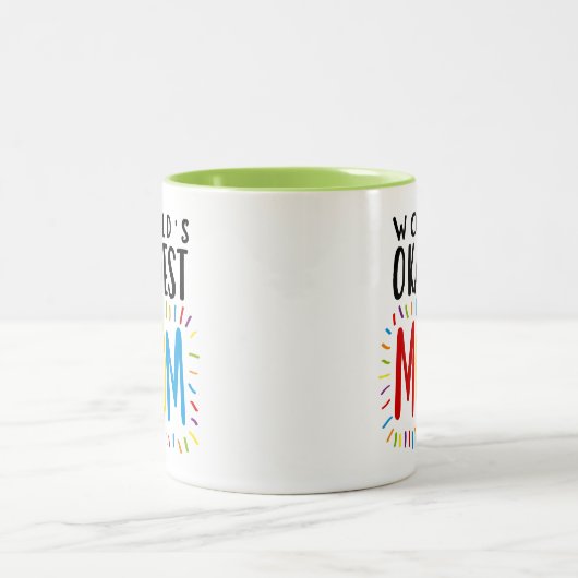 世界のOkayestのお母さん-茶コーヒー・マグ ツートーンマグカップ (中央)