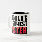 世界のOkayestの姉妹-3Dのタイポグラフィのピンクの姉妹 ツートーンマグカップ (正面左)