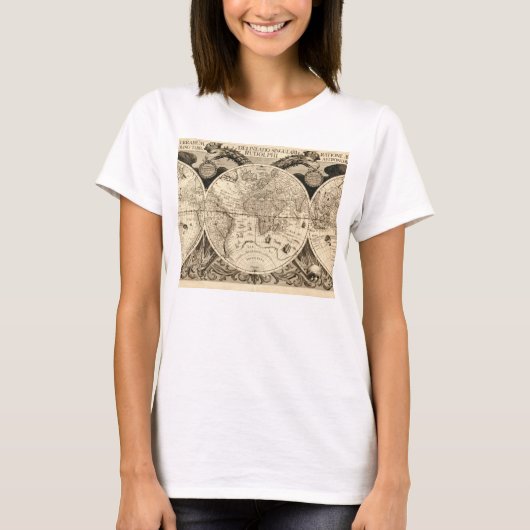 世界のPhillip旧式なEckebrecht 1630の地図 Tシャツ (正面)