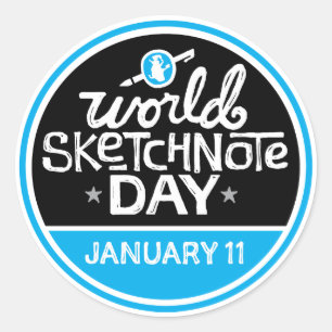 世界のSketchnote日のステッカー ラウンドシール