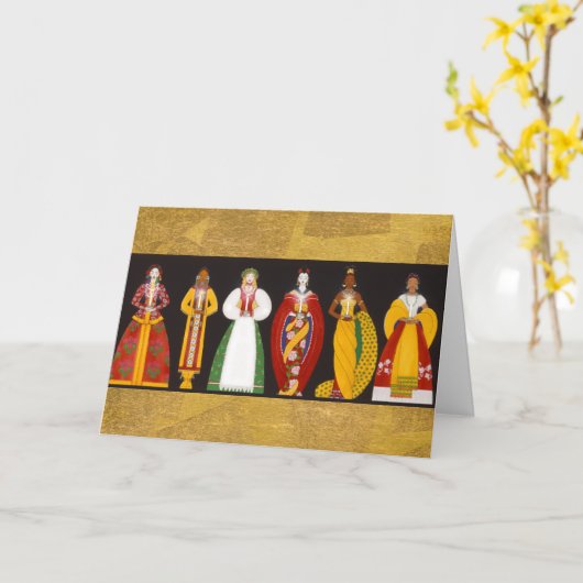 世界のX004女性 カード (黄色い花)