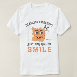 "世界はあなたに笑顔を贈る" 笑顔の葉 Tシャツ