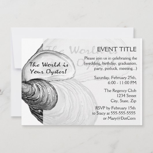 「世界はあなたのことわざのカキ殻 招待状 (正面)