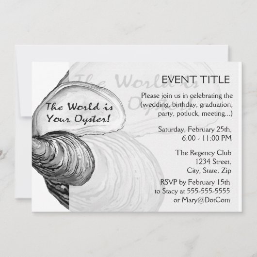 「世界はあなたのことわざのカキ殻 招待状 (正面)