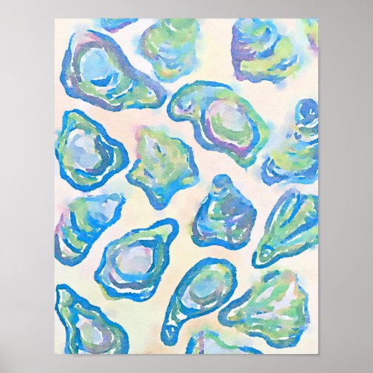 世界はあなたのオイスターウォーターの色のプリント ポスター (正面)