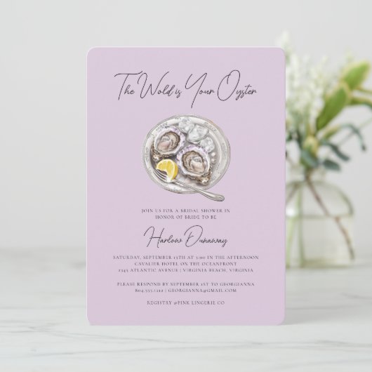 世界はあなたのオイスターエレガントブライダルシャワー 招待状 (スタンド正面)
