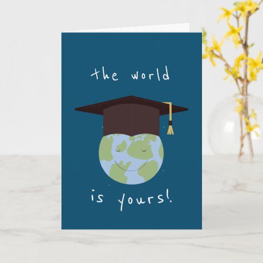 世界はあなたの地球の卒業上限の卒業生である カード (黄色い花)