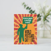 世界はがきデーおもしろいレトロ抗議行進 ポストカード (スタンド正面)