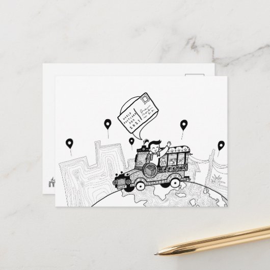 世界はがき日2021 (BW) ポストカード (正面/裏面インサイチュ)