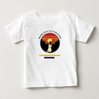 世界はどこで終わるのか | かわいい猫のレトロな夕日T ベビーTシャツ