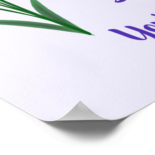 「世界はよりよい場所」紫の花プリント ポスター (角)