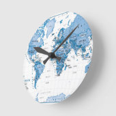 世界はアートブルー – 子供 ラウンド壁時計 (傾斜)