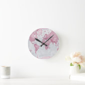 世界はアート – ピンク ラウンド壁時計 (ホーム)
