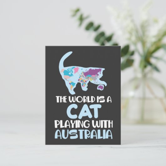 世界はオーストラリア遊の旅行ユーモア ポストカード (スタンド正面)