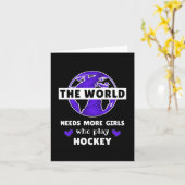 世界はホッケーをする女の子がもっと遊必要だ カード (黄色い花)
