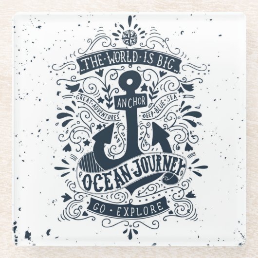 世界は大きい行きます探検しますです ガラスコースター (正面)