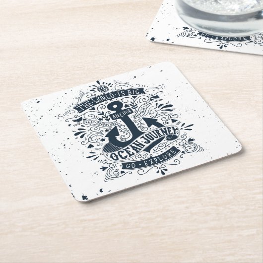 世界は大きい行きます探検しますです スクエアペーパーコースター (アングル)