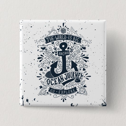 世界は大きい行きます探検しますです 缶バッジ (正面)