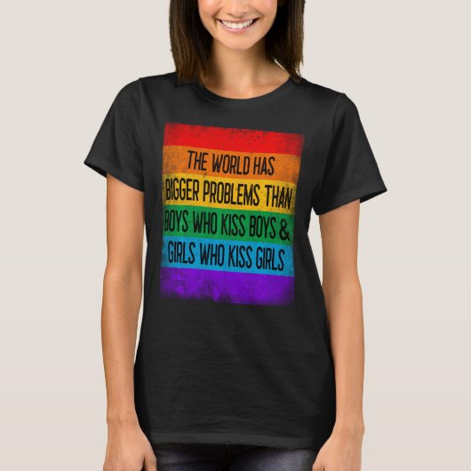 世界は大きな問題を抱えているシャツLgbtプライドモン Tシャツ (正面)