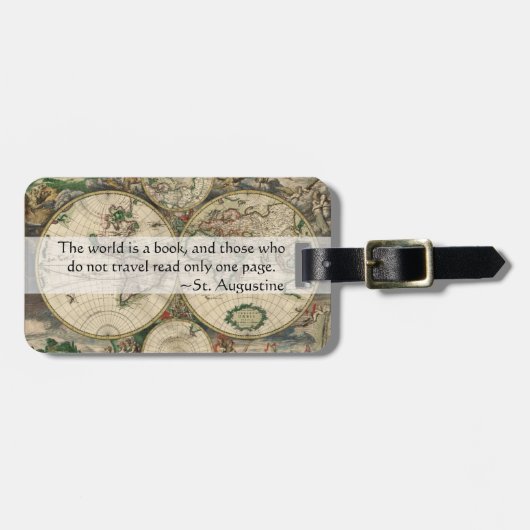 世界は引用文移動しない人および本です ラゲッジタグ (正面横)