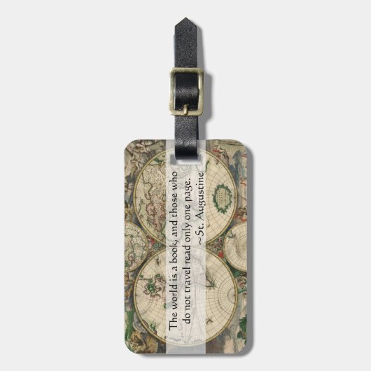 世界は引用文移動しない人および本です ラゲッジタグ (正面縦)