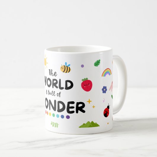 世界は満ちてい疑問に思る コーヒーマグカップ (正面右)