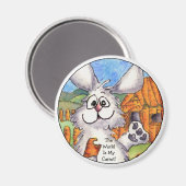 世界は私のニンジン丸いウサギの磁石 マグネット (正面/裏面)