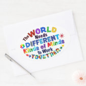 世界は種違う類の心を必要 楕円形シール (封筒)