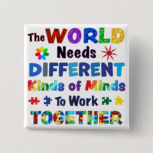 世界は種違う類の心を必要 缶バッジ (正面)