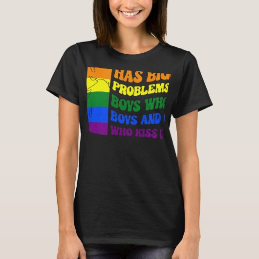 世界はBをキスする少年より大きな問題を抱えている Tシャツ (正面)