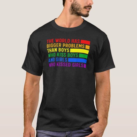世界はBをキスする少年より大きな問題を抱えている Tシャツ (正面)
