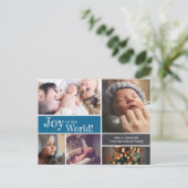 世界へのブルージョイ男の赤ちゃん誕生1stクリスマス ポストカード (スタンド正面)