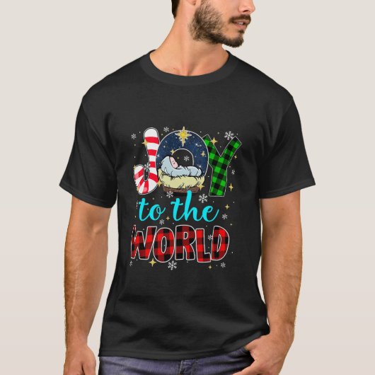 世界への喜びイエズスズクリスマスPjs出生Chri Tシャツ (正面)